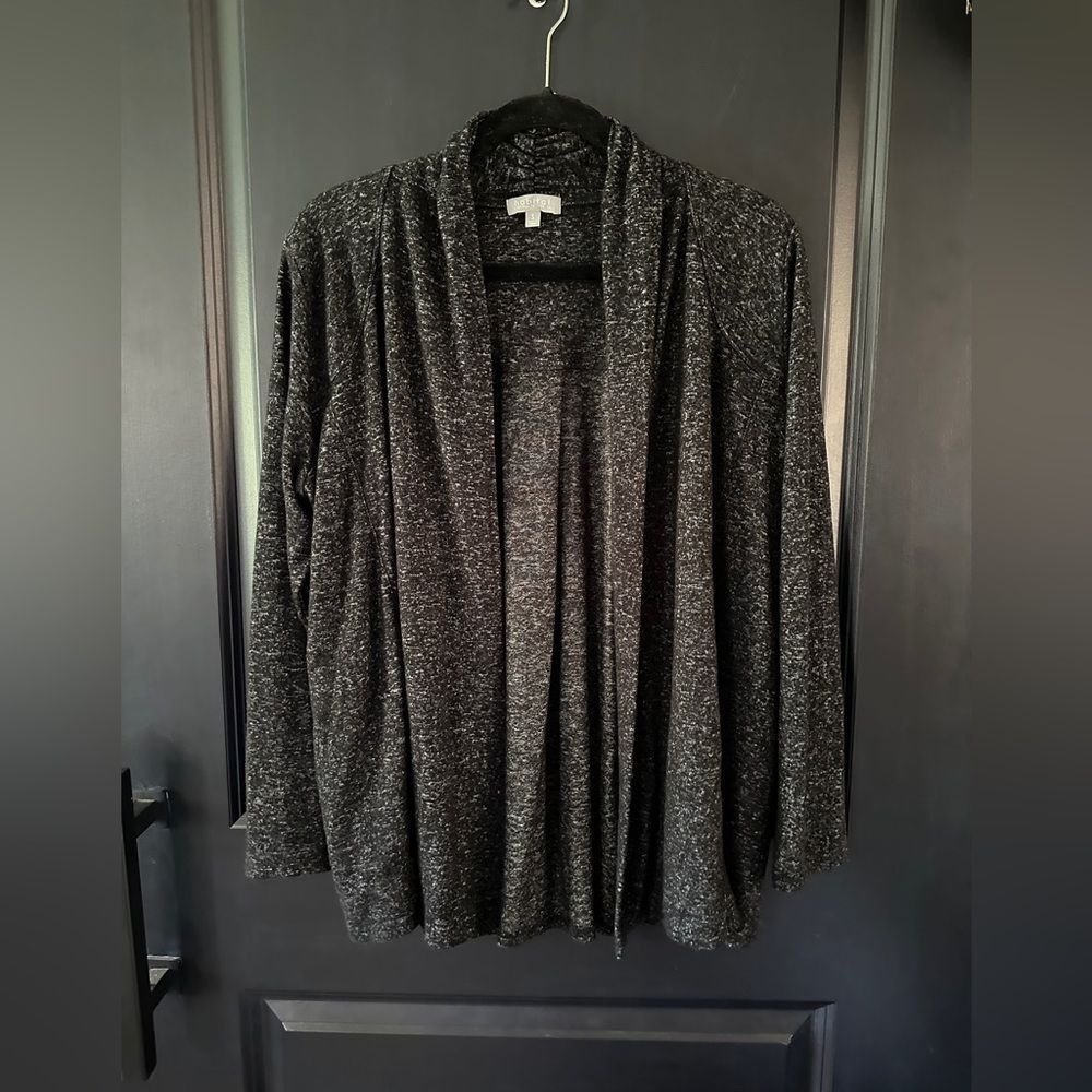 HABITAT Clothes to Live in Sweater Heathered Black Open Front Oversized Cardigan